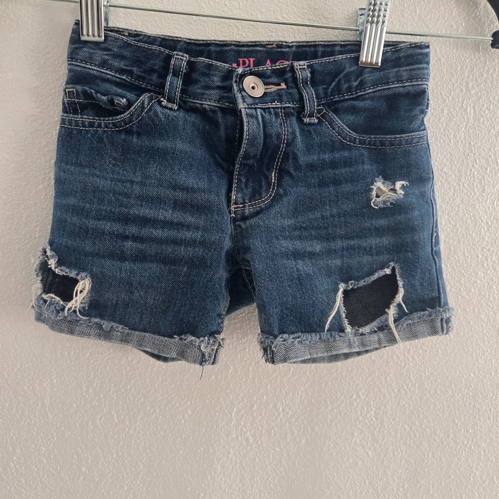 The Childrens‎ Place Girls Blue Distressed Denim Midi Shorts Size 5